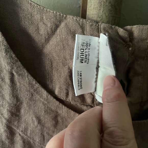 FLAX by Jeanne Engelhart Sleeveless Linen Shift Dress - Brown - Picture 4 of 5